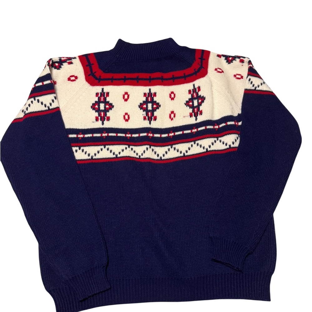 Vintage 80’s JCPenney Navy and Red Women's Sweater